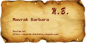 Mavrak Barbara névjegykártya
